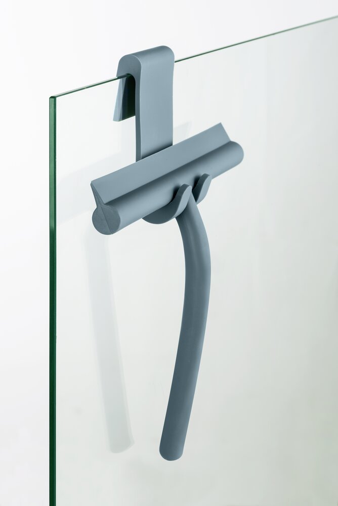 Silikon Duschabzieher Mod. MONDINE Blau  mit Halterung für Duschwände