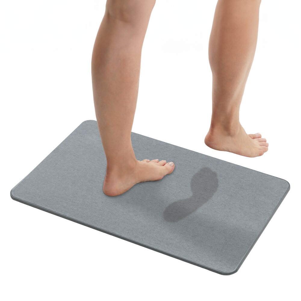 Diatomit Badematte Mod. Simi Grau, 80 x 50 cm  schnelltrocknend und rutschsicher