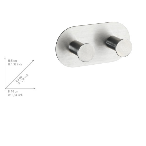 Wandhaken Mod. Cona Duo matt  Edelstahl rostfrei