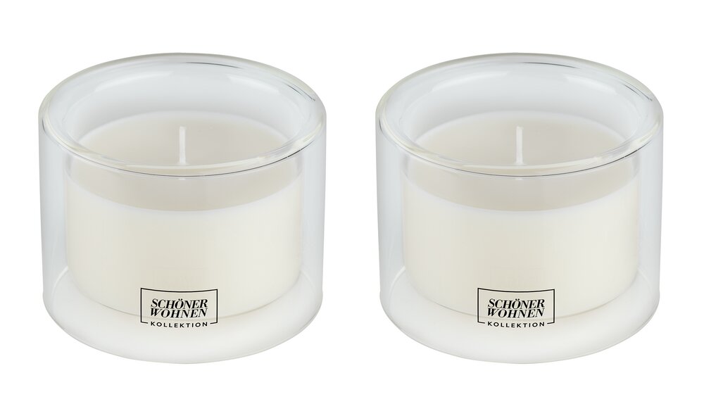 Collection SCHÖNER WOHNEN Bougie parfumée Mod. Lemongrass M, lot de 2  Durée de combustion : 30 - 40 heures