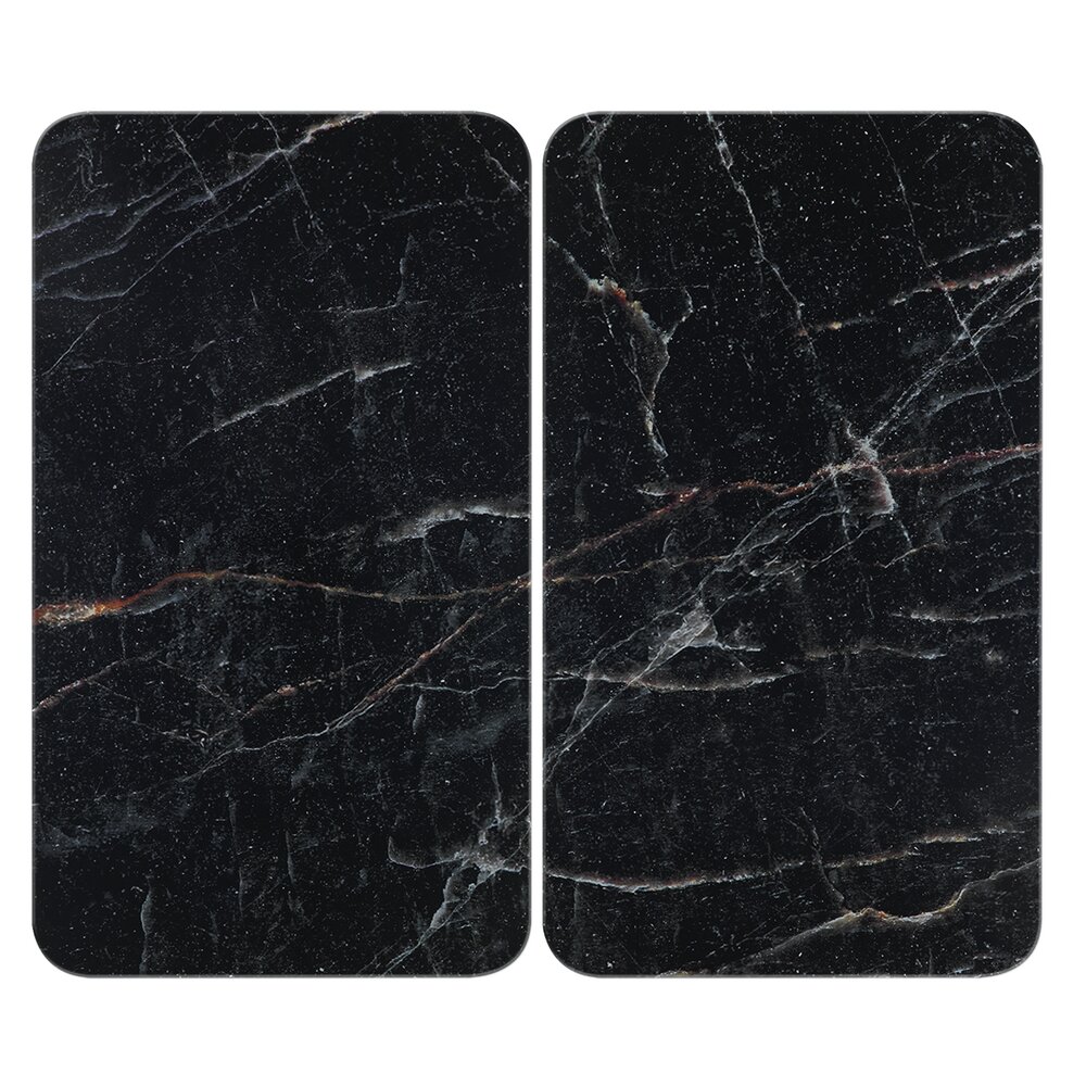 Herdabdeckplatte Universal Mod. Marmor Schwarz, 2er Set  für alle Herdarten geeignet