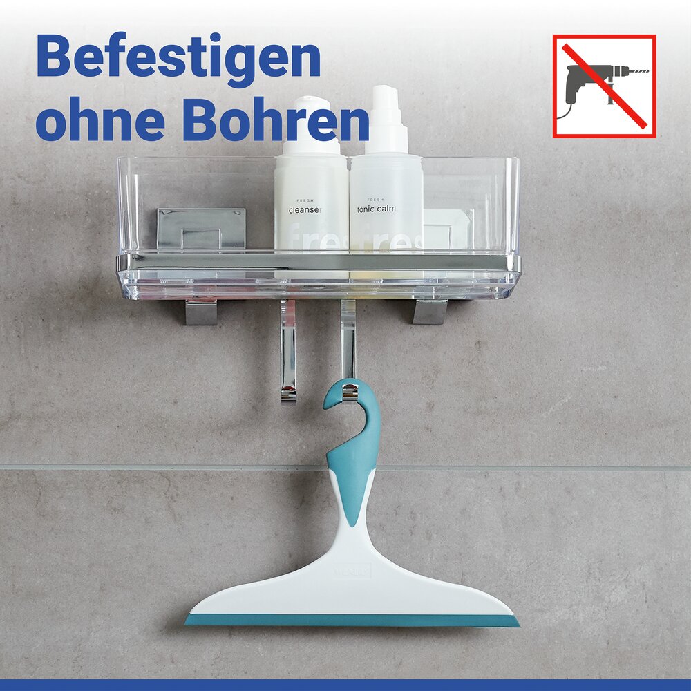 Badezimmerwischer Mod. Loano Weiß-Lichtblau  zum streifenfreien Reinigen