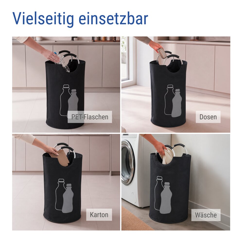 Flaschensammler Mod. Jumbo 69 L, Schwarz  Pfandflaschen Sammelbehälter aus Polyester