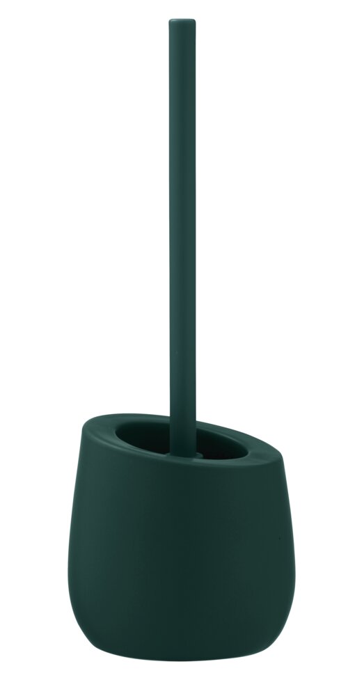 Porte-brosse WC Badi vert foncé mat  avec brosse WC incluse en silicone noir
