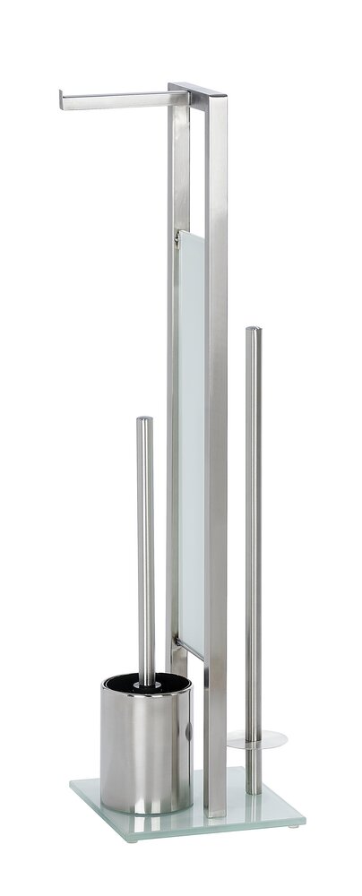 Toiletset Mod. Rivalta, mat roestvrij staal, 18x70x20 cm, zilver/wit