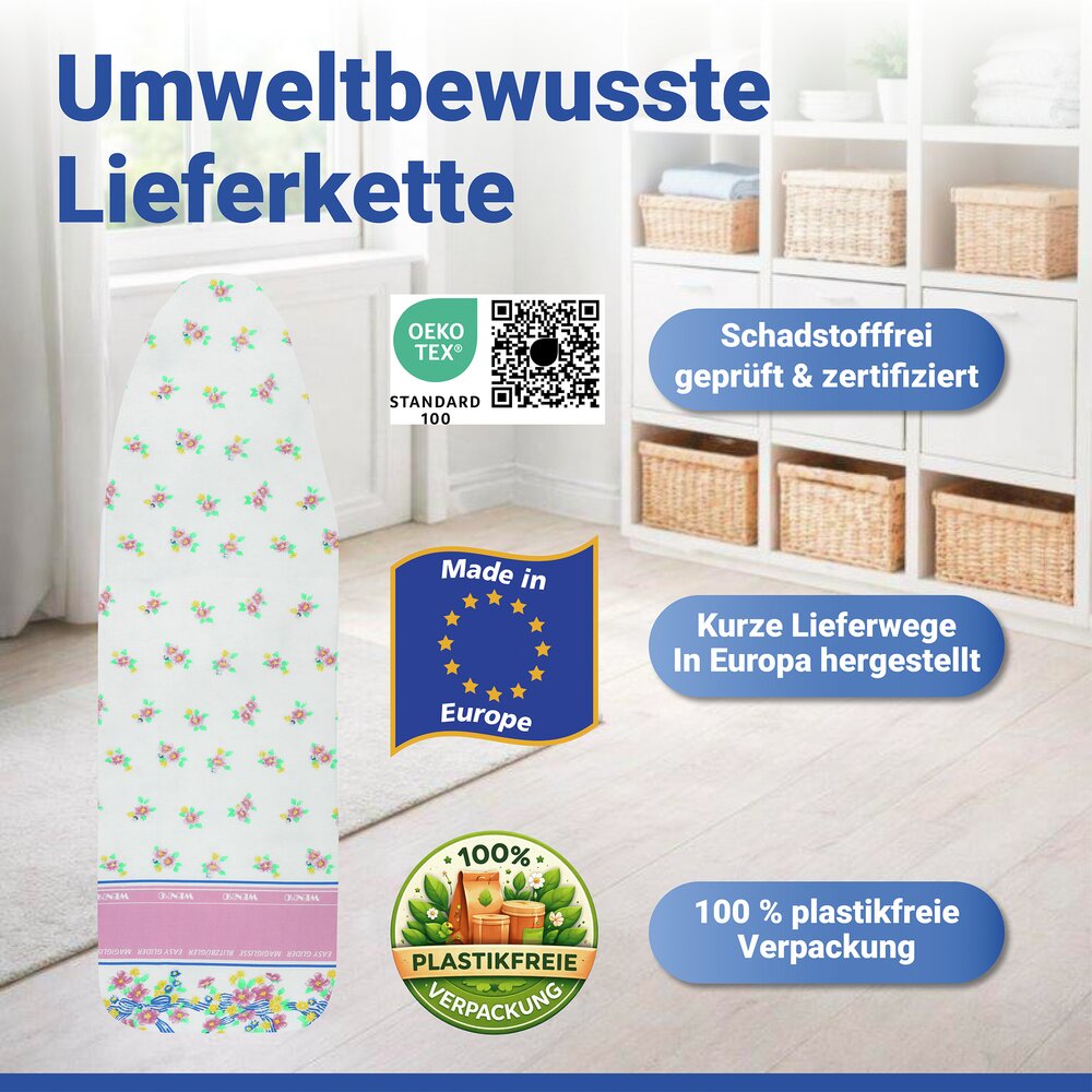 Bügelbrettbezug Mod. Blitzbügler M  passend bis 127 x 45 cm, bis zu 60 % Zeitersparnis