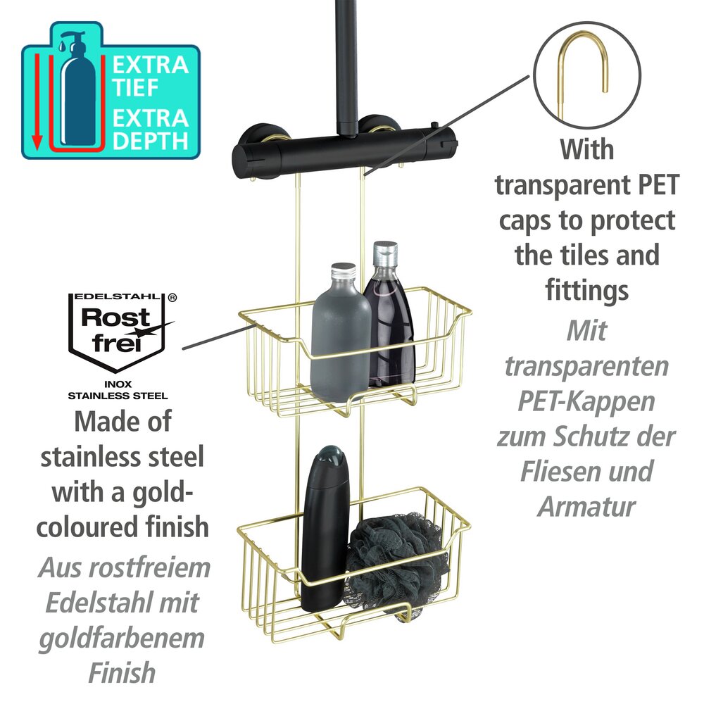 Thermostatische douchehouder Milo Gold, 2 niveaus