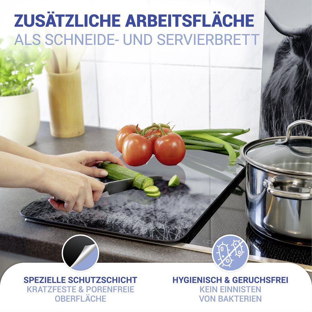 Herdabdeckplatte Universal Mod. Highland Cattle, 2er Set  für alle Herdarten geeignet