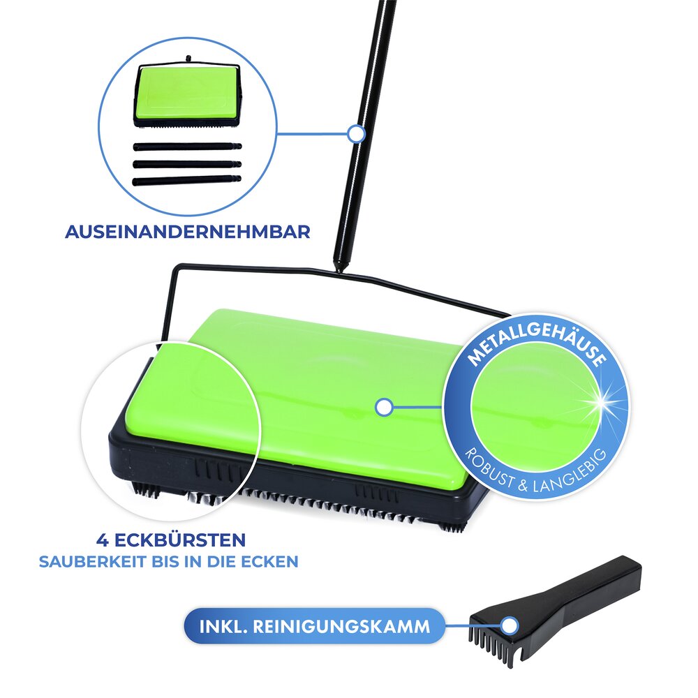 Teppichkehrer Grün  stromloser Betrieb