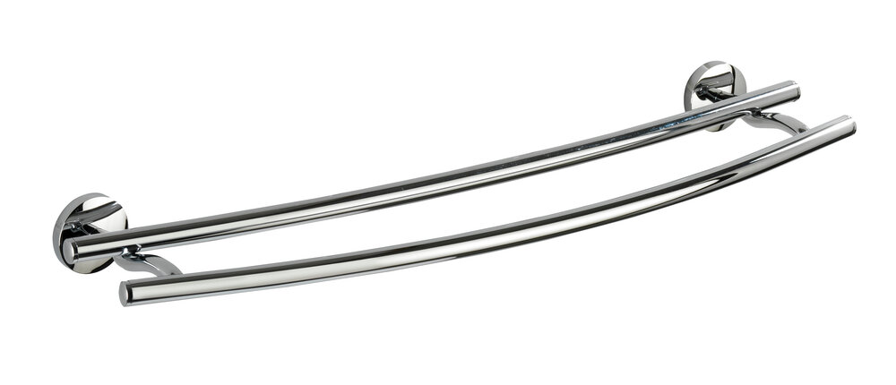 Barre porte serviette murale, Duo Cuba, acier inox, L58 cm