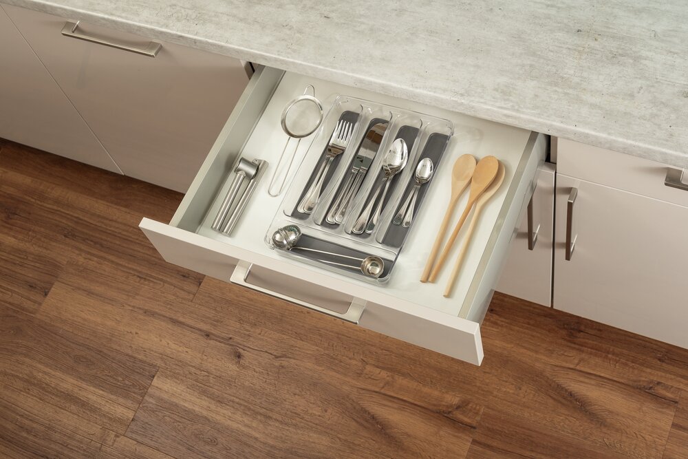 Besteckkasten 5 Fächer  rutschfester Besteckeinsatz für Schubladen