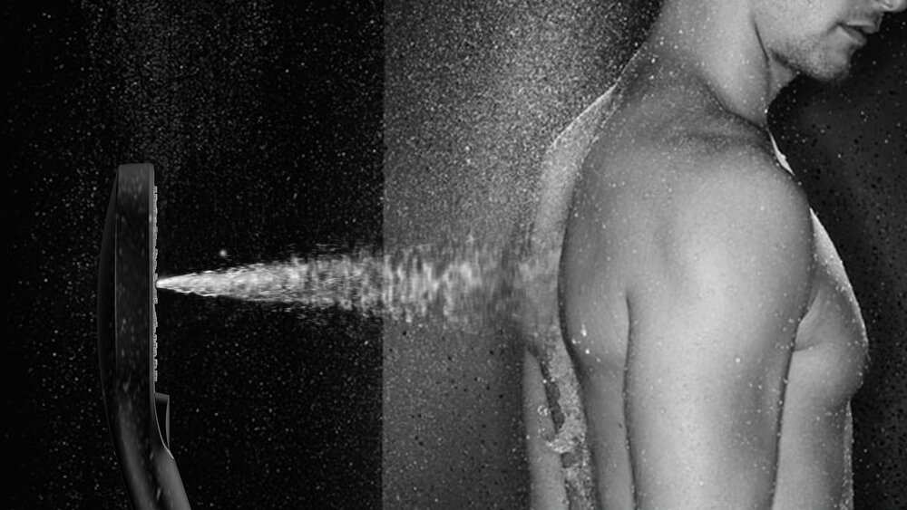 Pommeau de douche Ultimate Shower Noir/Gris  diamètre 13 cm