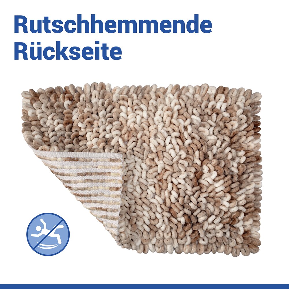 Tapis de bain Mod. Lerici blanc-beige, 60 x 90 cm  antidérapant et à séchage rapide