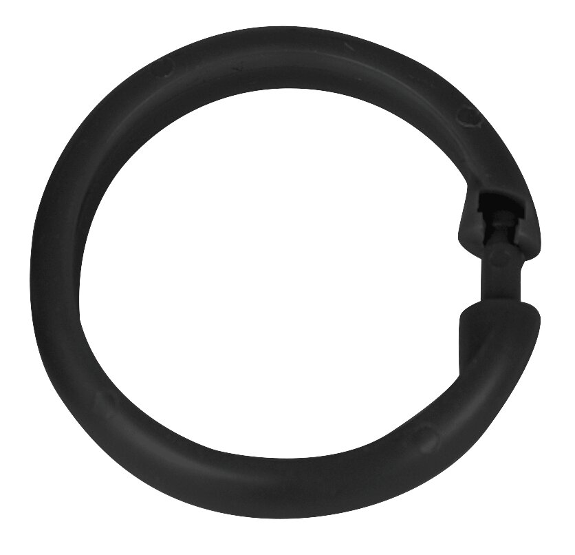 Duschvorhangringe Groß Schwarz, 12er Set  Ø 6 cm