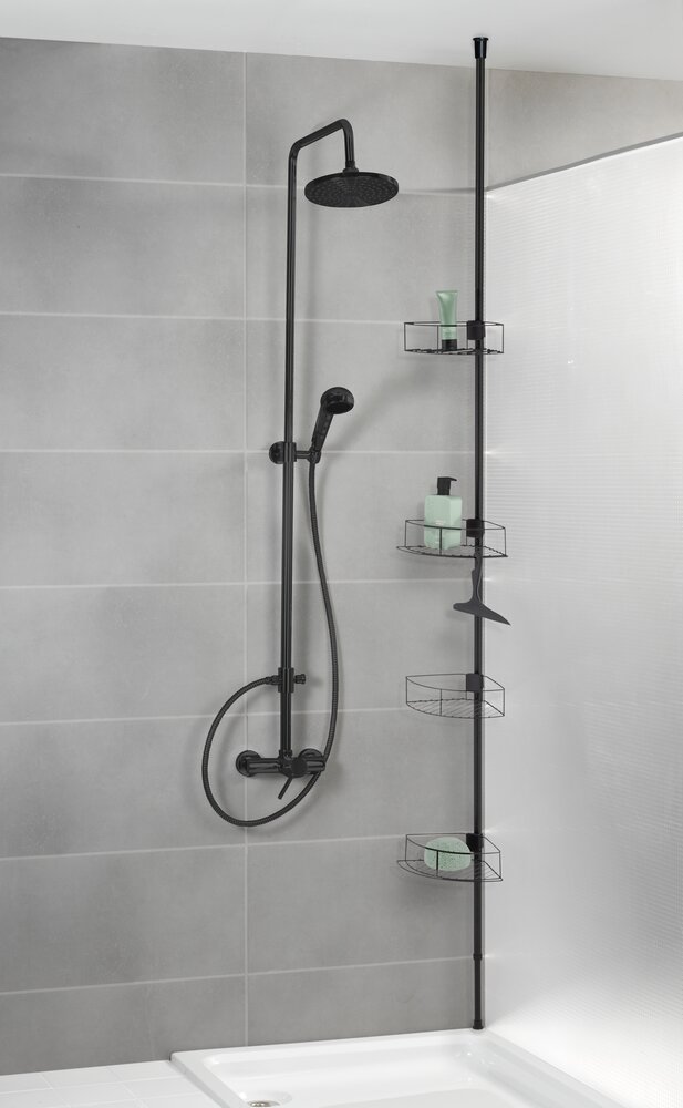 Dolcedo roestvrijstalen telescopische hoekplank, mat zwart