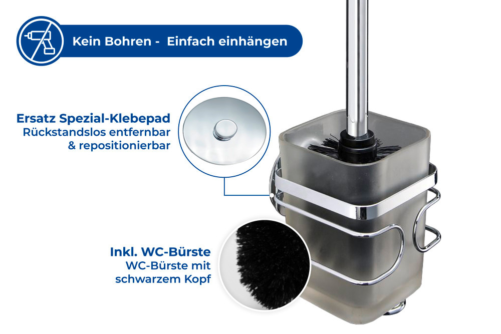 TurboFIX Edelstahl WC-Garnitur  rostfrei, Befestigen ohne bohren