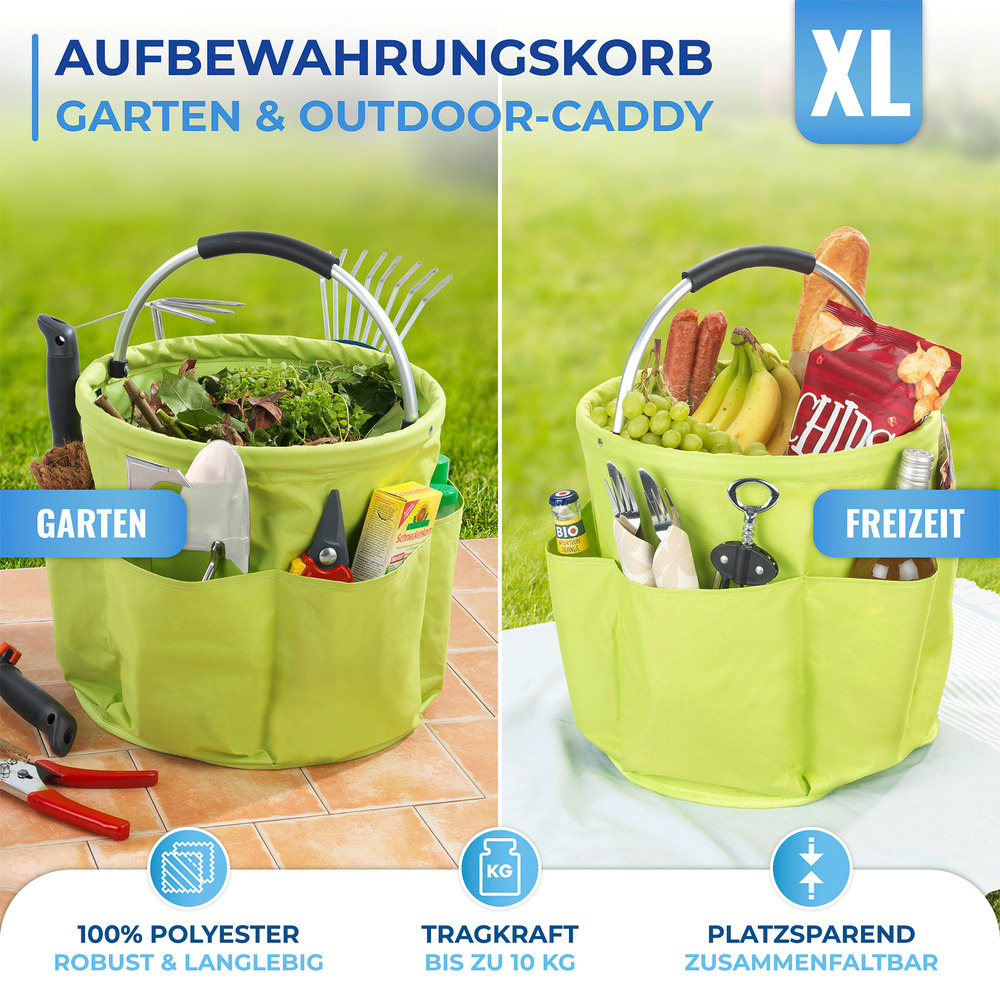 Garten Caddy XL Grün  Mit 6 Außentaschen