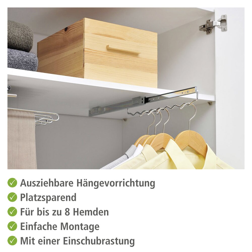Garderobe uittrekbare kleding- en overhemdhanger
