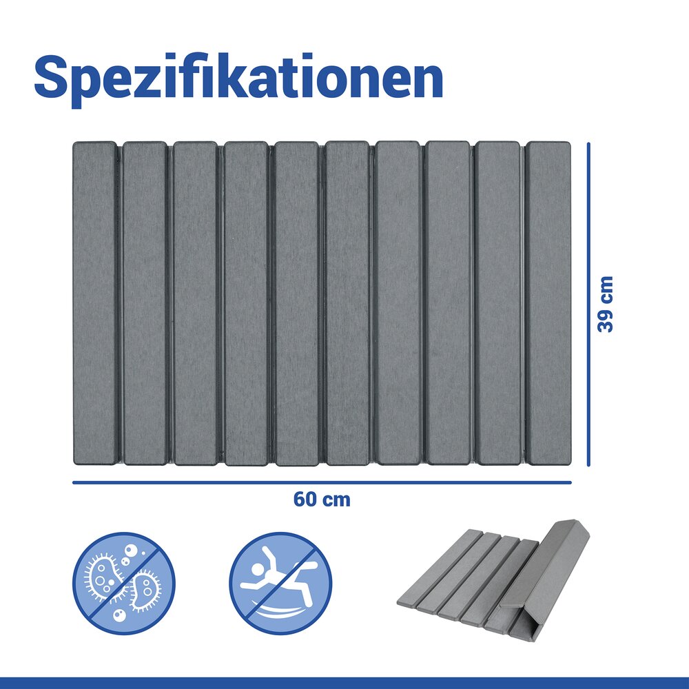 Diatomiet badmat Mod. Tritea grijs, 55 x 39 cm
