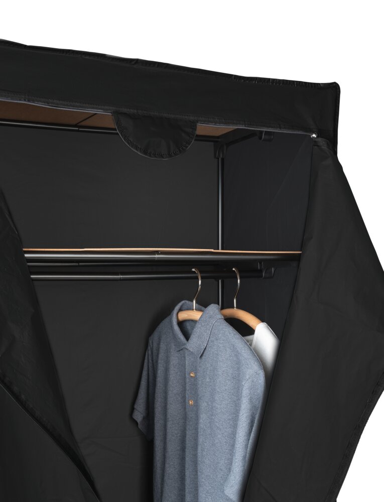 Kleiderschrank Mod. Deep Black mit Ablage  Gestell aus Metall