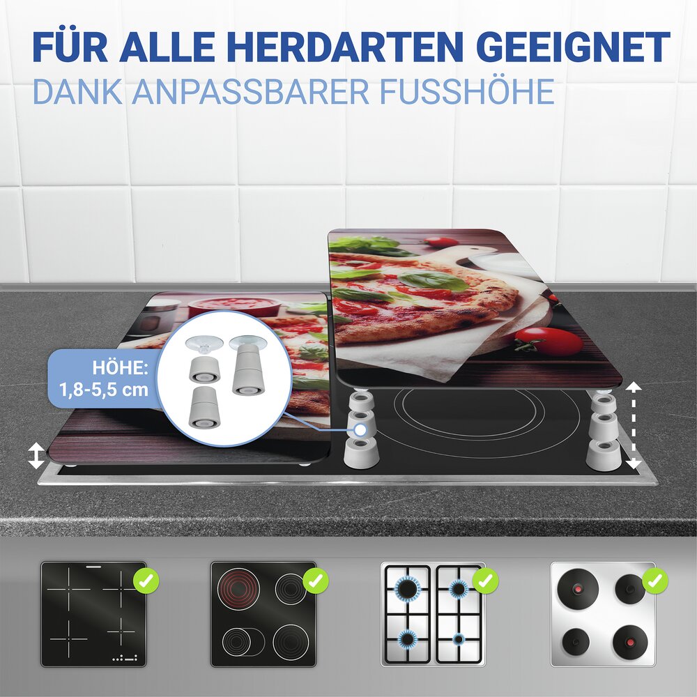Herdabdeckplatte Universal Mod. Pizza, 2er Set  für alle Herdarten geeignet