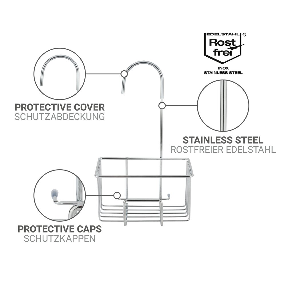 Chariot de douche Mod. Milito, brillant, acier inoxydable, 18x28,5x13 cm  inoxydable, durable et peu encombrant