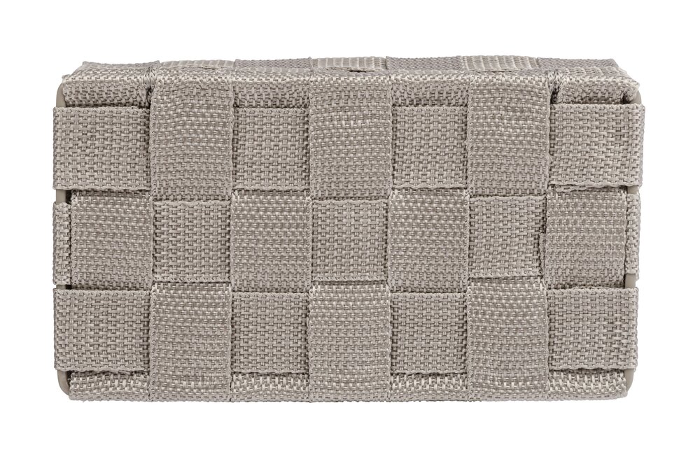 Aufbewahrungskorb mit Deckel Mod. Adria Taupe Mini  Kunststoff-Geflecht