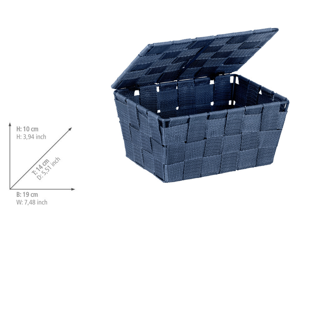 Aufbewahrungskorb mit Deckel Mod. Adria Dunkelblau  Kunststoff-Geflecht