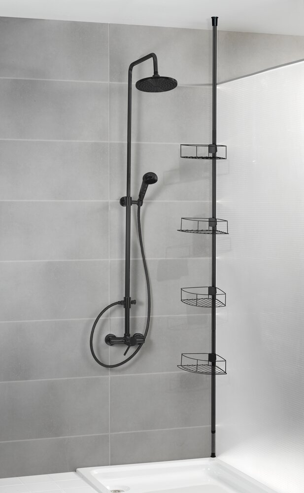 Dolcedo roestvrijstalen telescopische hoekplank, mat zwart