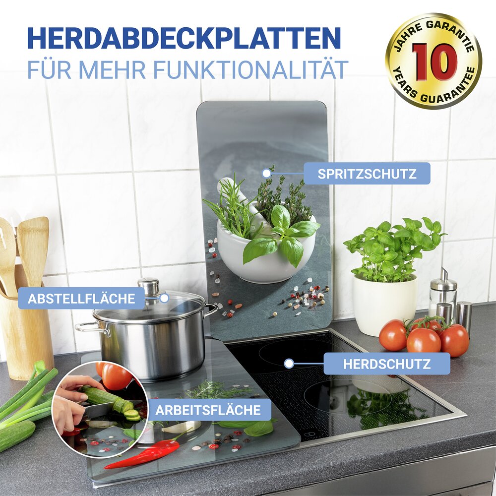 Herdabdeckplatte Universal Mod. Kräuterküche, 2er Set  für alle Herdarten geeignet