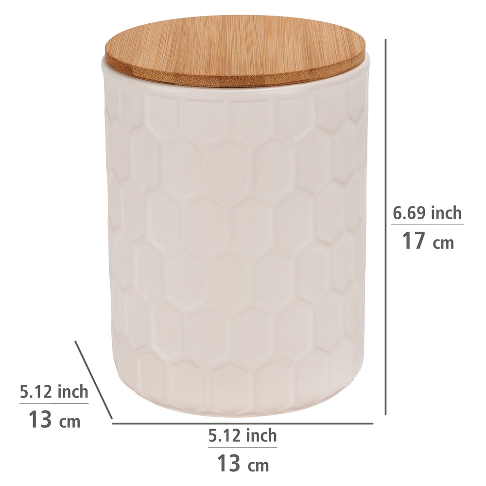 Aufbewahrungsdose Mod. Maya 1,3 L, FSC  Vorratsdose aus Keramik mit Bambus-Deckel