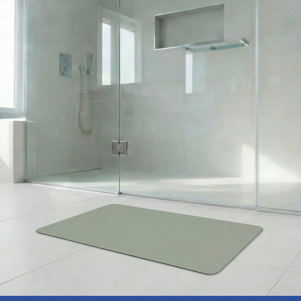 Schnelltrocknende Badematte Grün, 40 x 60  rutschfest, mit wasserdichter Unterseite