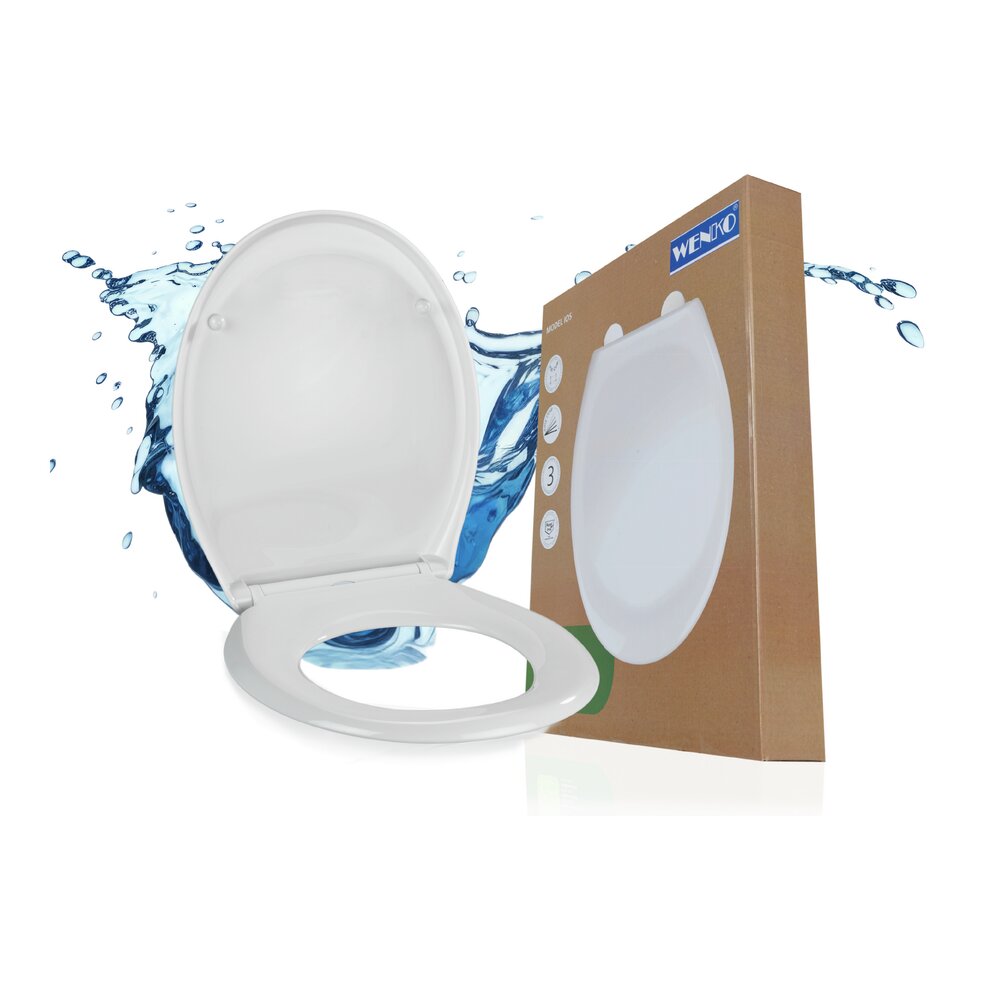 Abattant WC Los blanc  Thermoplastique, Fix-Clip et frein de chute