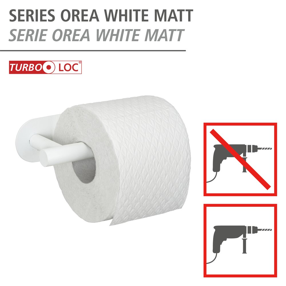 Turbo-Loc® Toilettenpapierhalter Mod. Orea White matt  aus rostfreiem Edelstahl