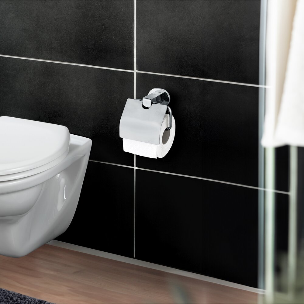UV-Loc® Toilettenpapierhalter mit Deckel Mod. Maribor  Befestigen ohne Bohren mit innovativem Klebesystem