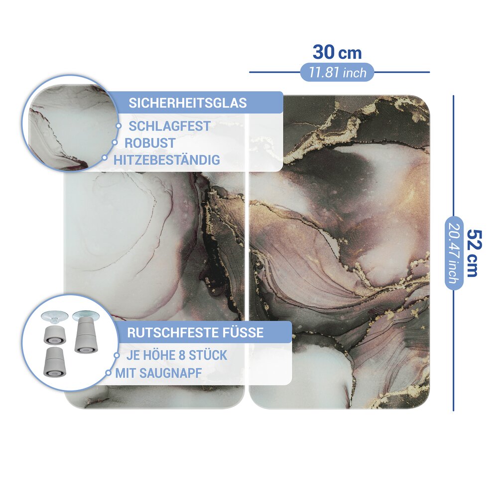 Herdabdeckplatte Universal Mod. Aquarell, 2er Set  für alle Herdarten geeignet