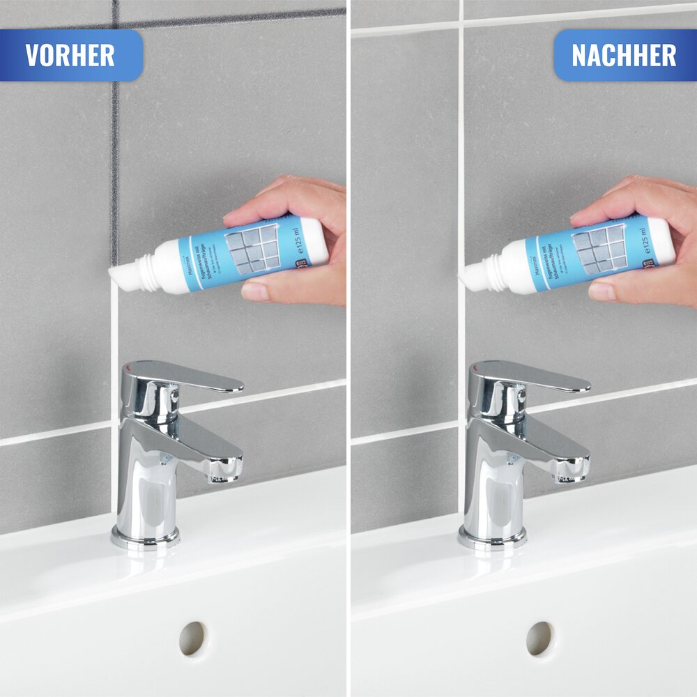 Fugenweiß mit Schwammaufträger, 2 x 125 ml  deckt größere Flächen schnell ab