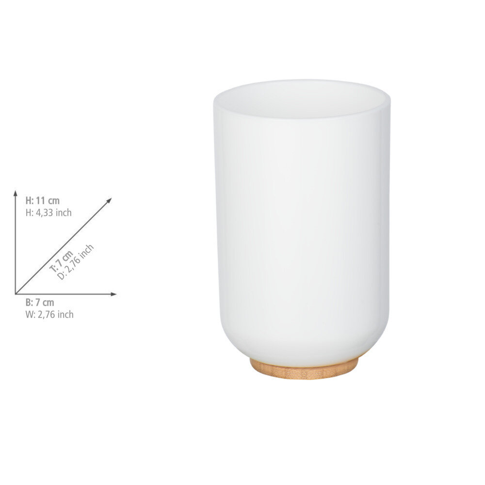 Gobelet à brosser les dents Posa, blanc  plastique, bambou