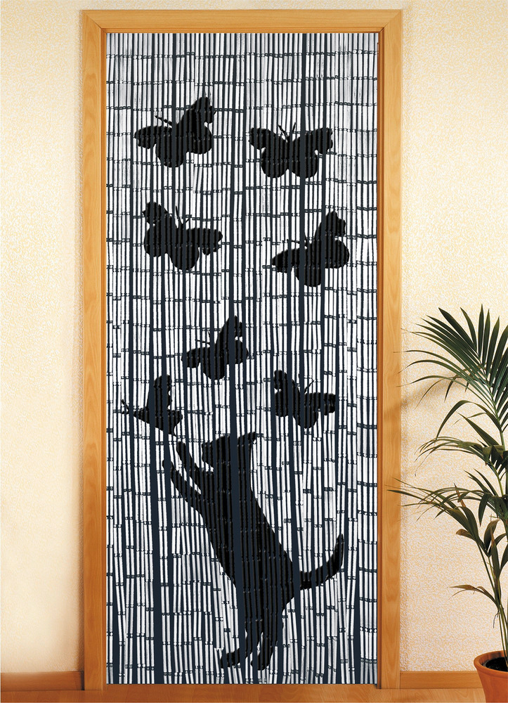 Bambusvorhang Mod. Katze und Schmetterling  90 x 200 cm