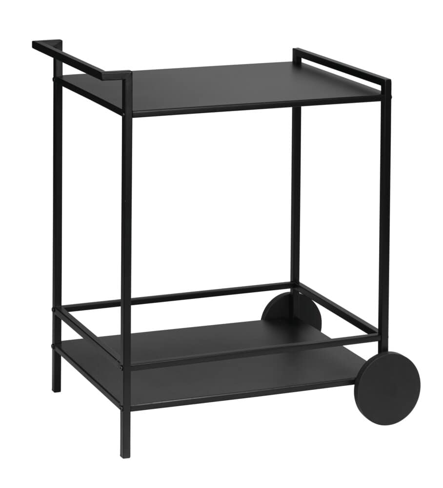 Küchenwagen Mod. JAMIE, schwarz, Metall, 65x77x43 cm mit zwei Ablagen