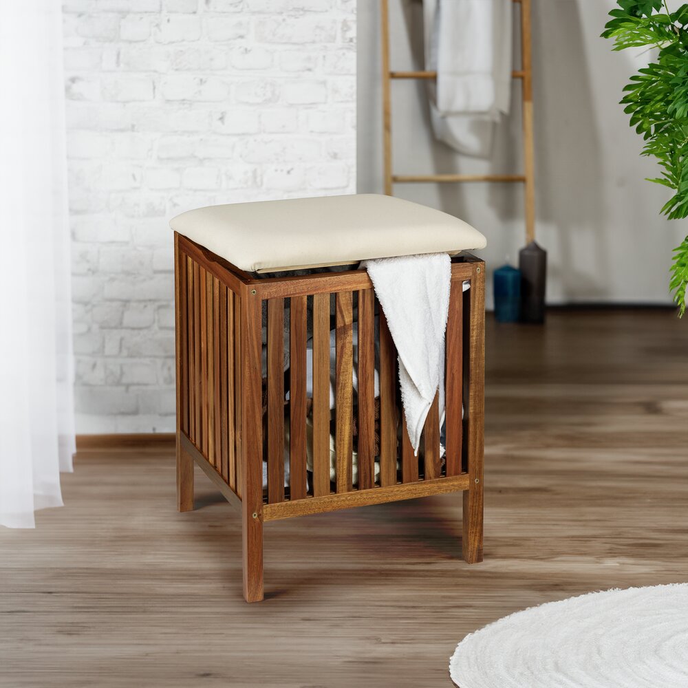 Badhocker Mod. Fondi  aus massivem Akazienholz