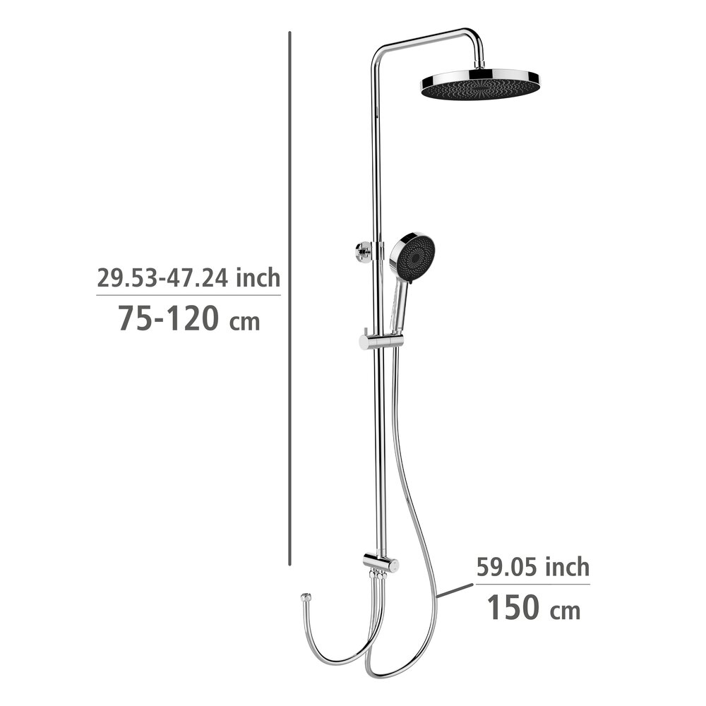 Ensemble pommeau, barre de douche et flexible Softwater  couleur chrome, raccordement facile