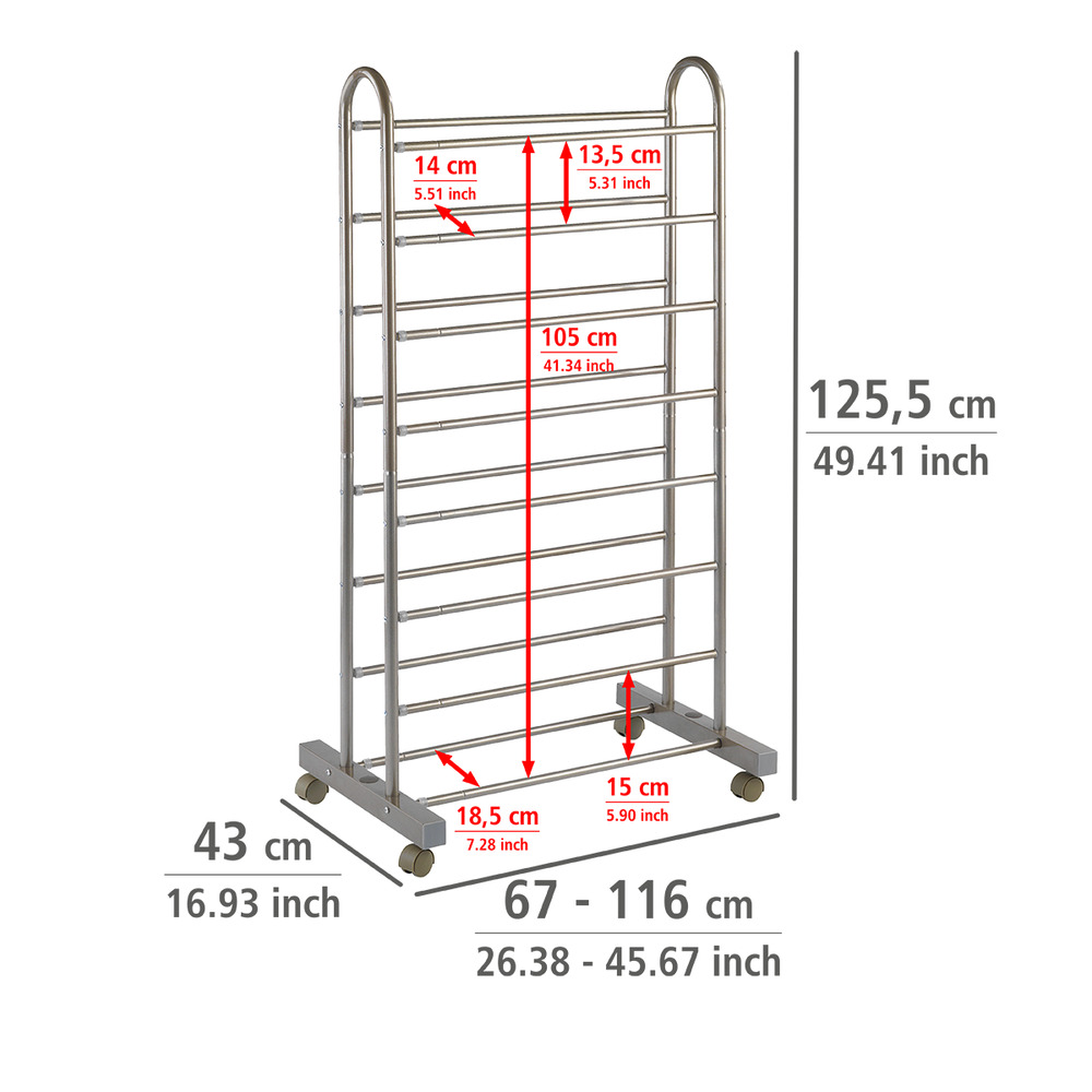 Schuhregal Mod. Giant ausziehbar  mit 4 Rollen, für bis zu 42 Paar Schuhe