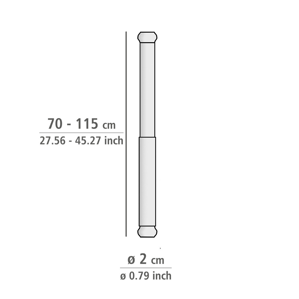 Teleskop-Duschstange Weiß 70 - 115 cm  aus rostfreiem Aluminium