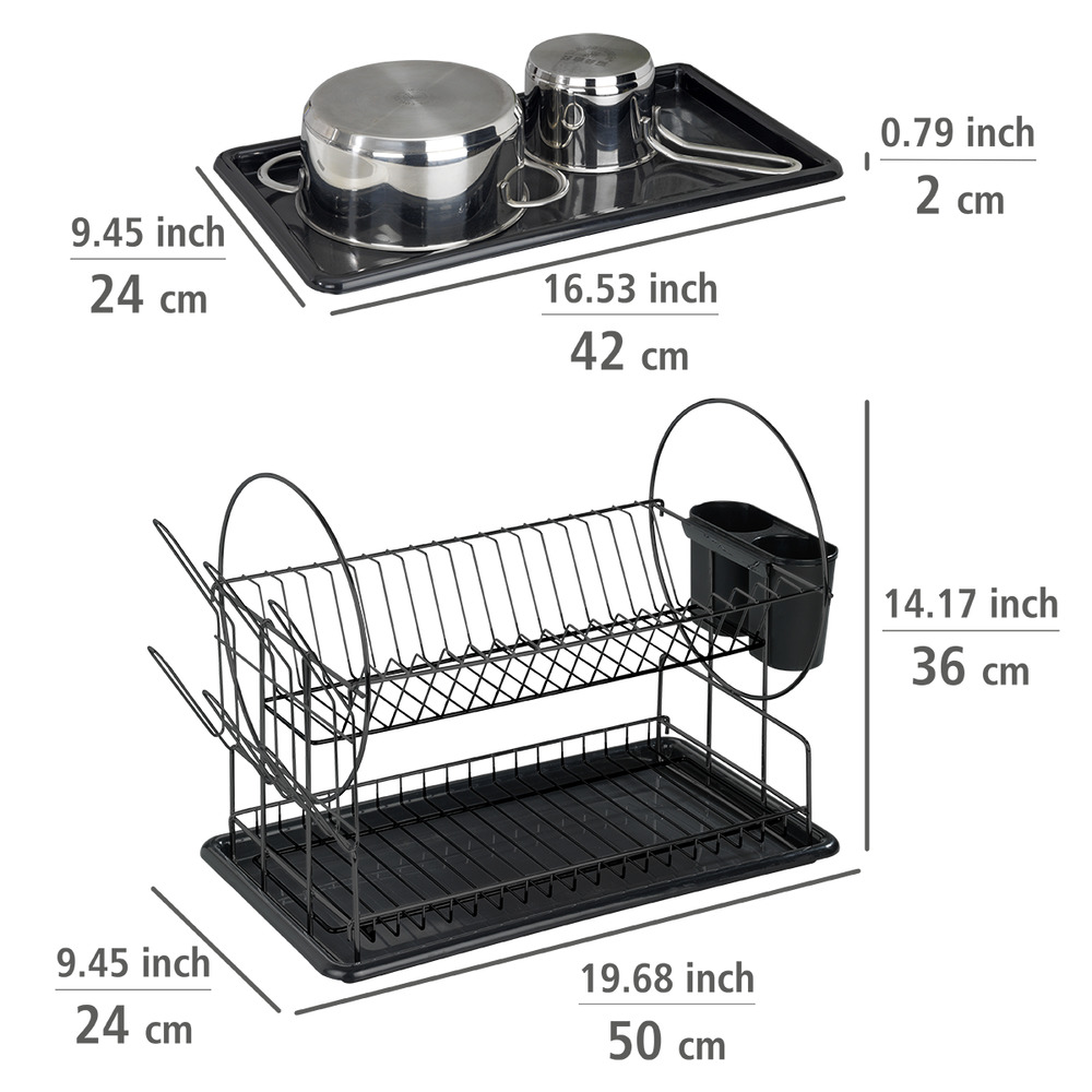 Geschirrabtropfer Premium Duo Schwarz  Abtropfgestell