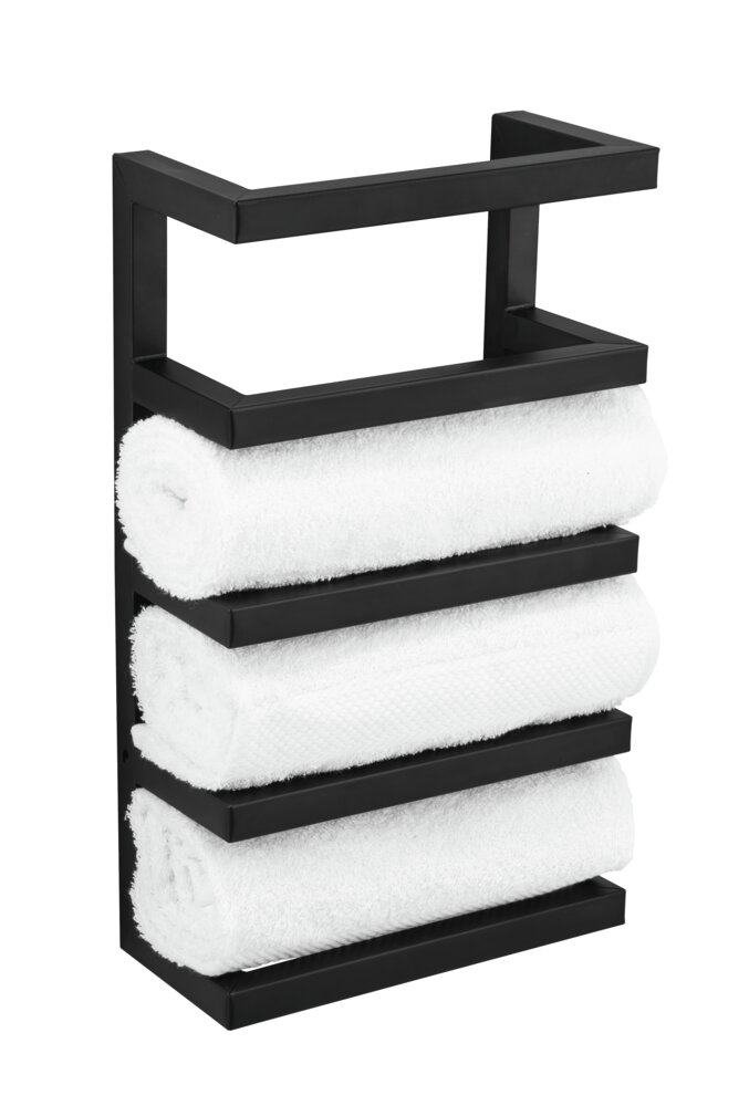 Étagère à serviettes Fondiro Noir mat  en acier peint