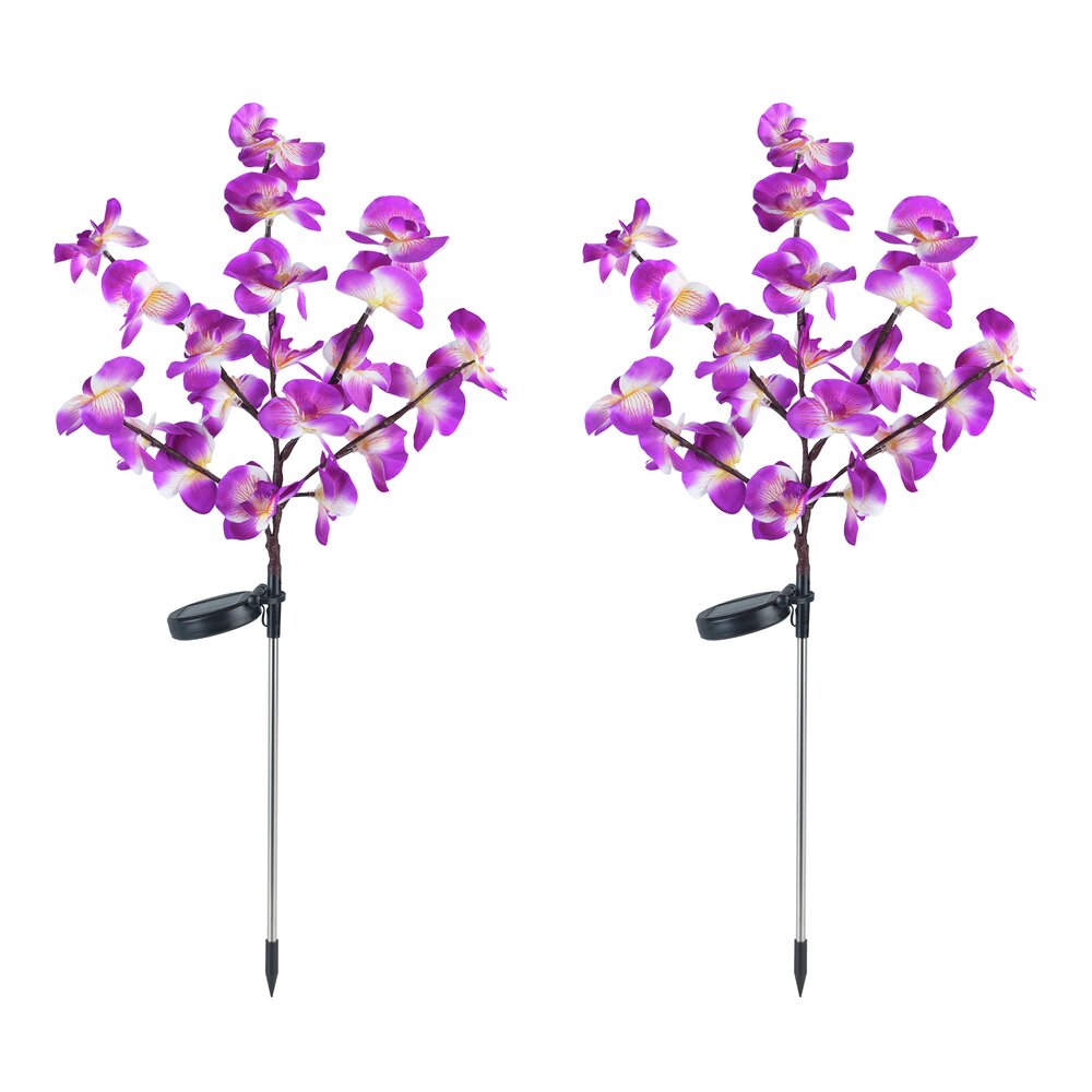 Pique solaire LED orchidée, lot de 2  éclairage de jardin à énergie solaire