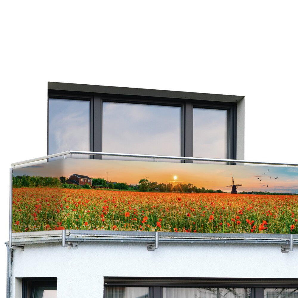 Balkon-Sichtschutz Mod. Mohnfeld, 5 m  UV- und witterungsbeständig