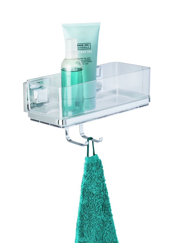 Vacuum-Loc® Edelstahl Wandablage mit Haken Mod. Quadro  Befestigen ohne bohren