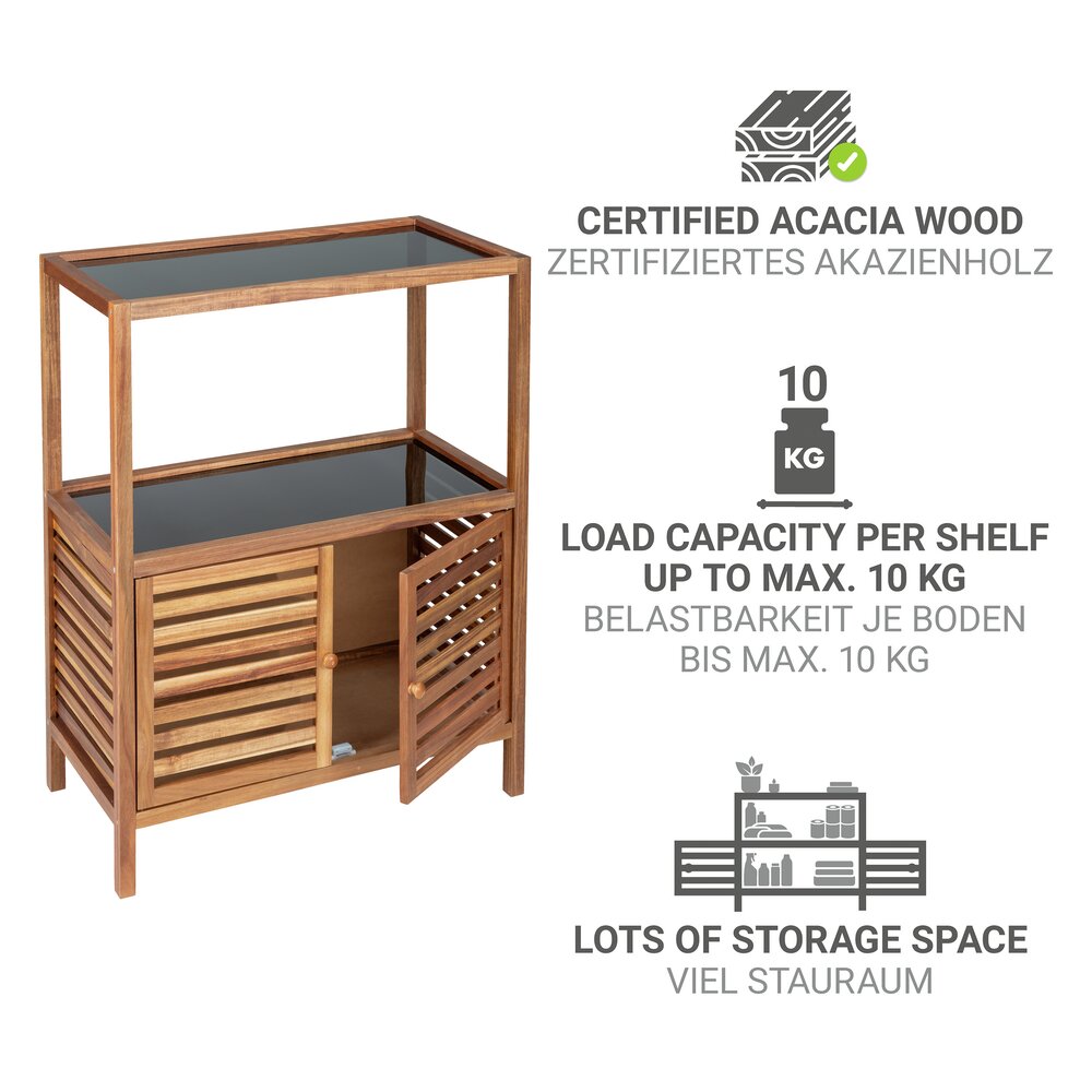 Étagère de salle de bain mod. Fondi avec 2 portes  en bois d'acacia massif